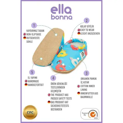 Ella Bonna Unisex Patik Kaydırmaz Taban Ördek - 5