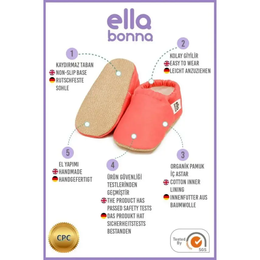 Ella Bonna Unisex Patik Kaydırmaz Taban Pembe - 3