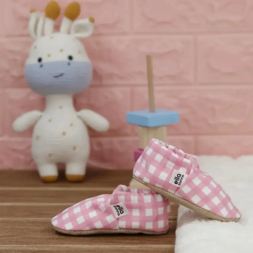 Ella Bonna Unisex Patik Kaydırmaz Taban Pembe Çizgili - 10