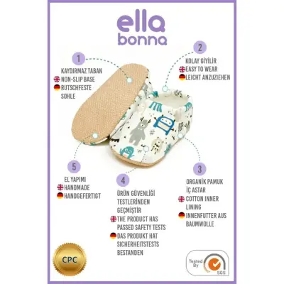Ella Bonna Unisex Patik Kaydırmaz Taban Sevimli Canavarlar - 3