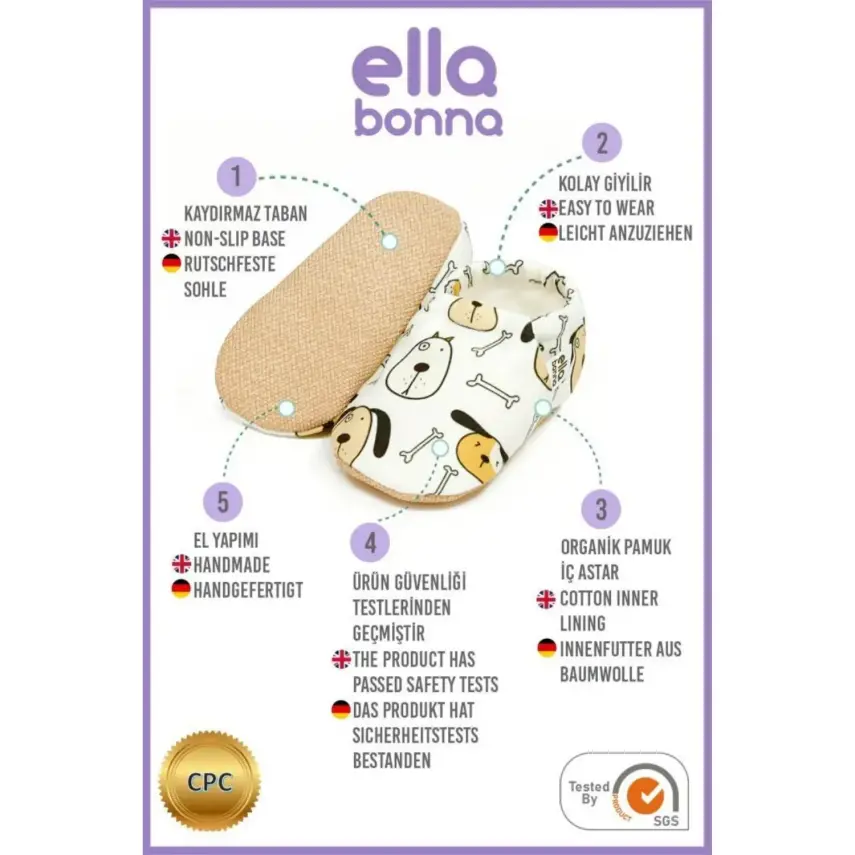 Ella Bonna Unisex Patik Kaydırmaz Taban Sevimli Köpek - 5