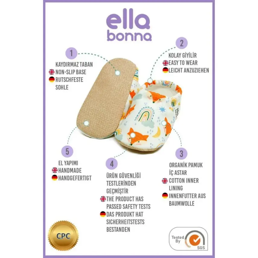 Ella Bonna Unisex Patik Kaydırmaz Taban Tilki - 2