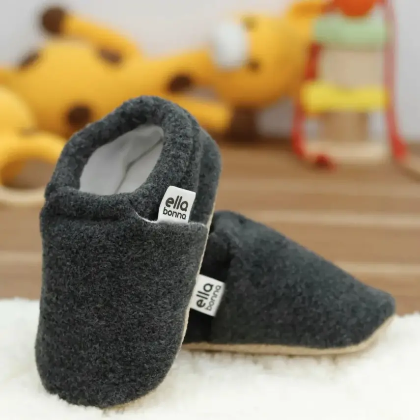 Ella Bonna Unisex Patik Organik Pamuk Kaydırmaz Taban Antrasit - 23