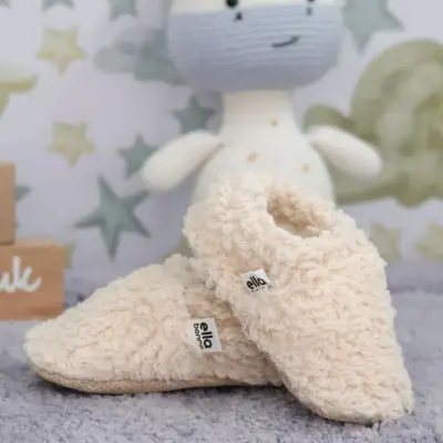 Ella Bonna Unisex Patik Organik Pamuk Kaydırmaz Taban Bej - 7