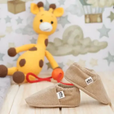 Ella Bonna Unisex Patik Organik Pamuk Kaydırmaz Taban Bej - 7