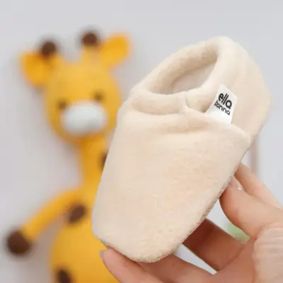 Ella Bonna Unisex Patik Organik Pamuk Kaydırmaz Taban BEJ - 2