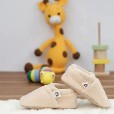 Ella Bonna Unisex Patik Organik Pamuk Kaydırmaz Taban BEJ - 13