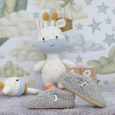 Ella Bonna Unisex Patik Organik Pamuk Kaydırmaz Taban Gri - 16