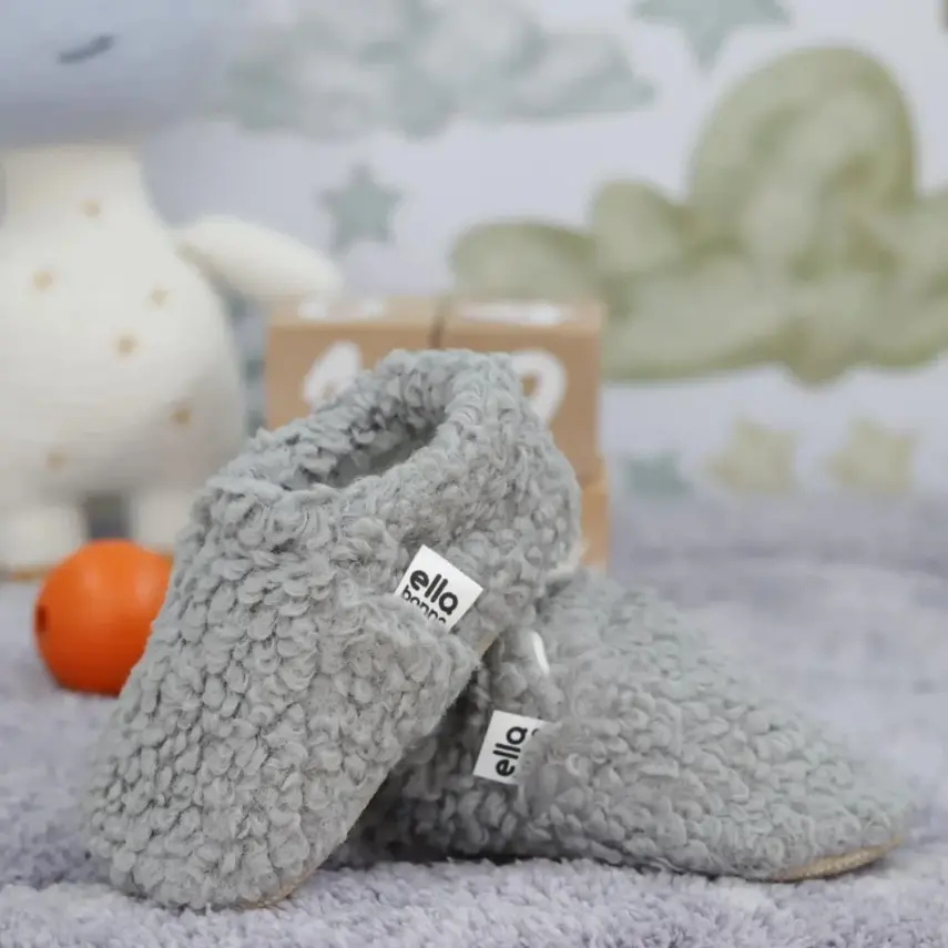 Ella Bonna Unisex Patik Organik Pamuk Kaydırmaz Taban Gri - 6