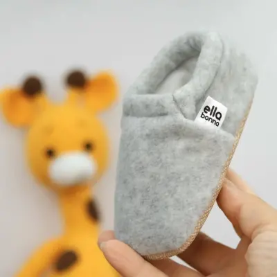 Ella Bonna Unisex Patik Organik Pamuk Kaydırmaz Taban Gri - 7