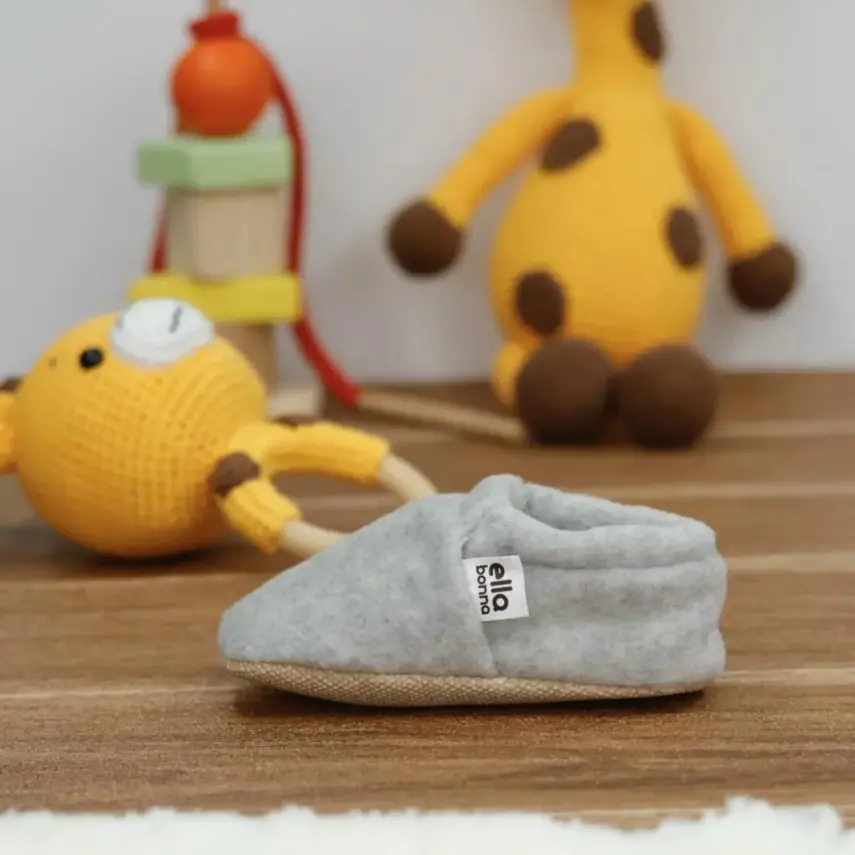 Ella Bonna Unisex Patik Organik Pamuk Kaydırmaz Taban Gri - 11