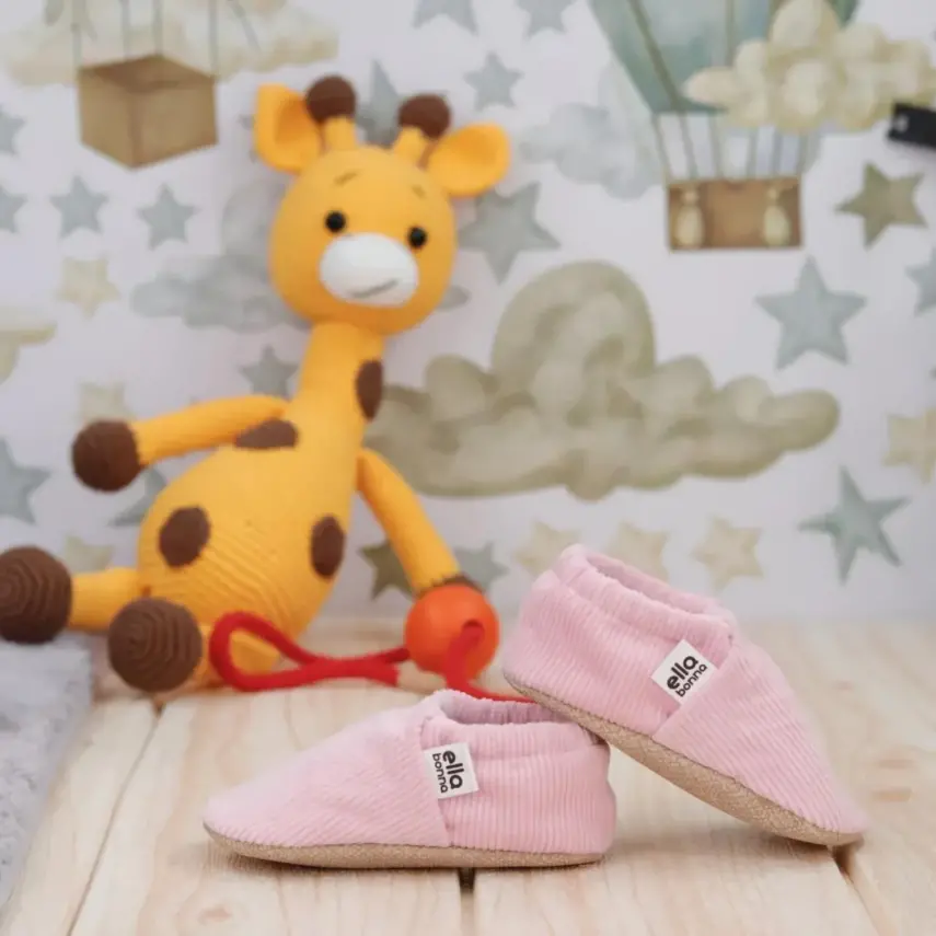 Ella Bonna Unisex Patik Organik Pamuk Kaydırmaz Taban Pembe - 21