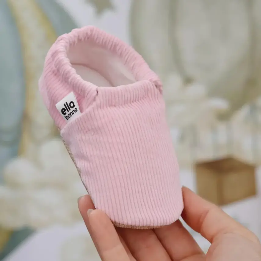 Ella Bonna Unisex Patik Organik Pamuk Kaydırmaz Taban Pembe - 5