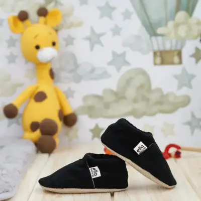 Ella Bonna Unisex Patik Organik Pamuk Kaydırmaz Taban Siyah - 5