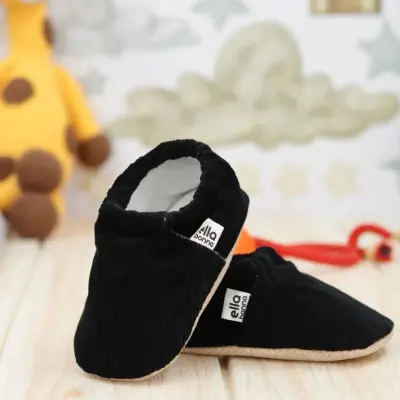 Ella Bonna Unisex Patik Organik Pamuk Kaydırmaz Taban Siyah - 13