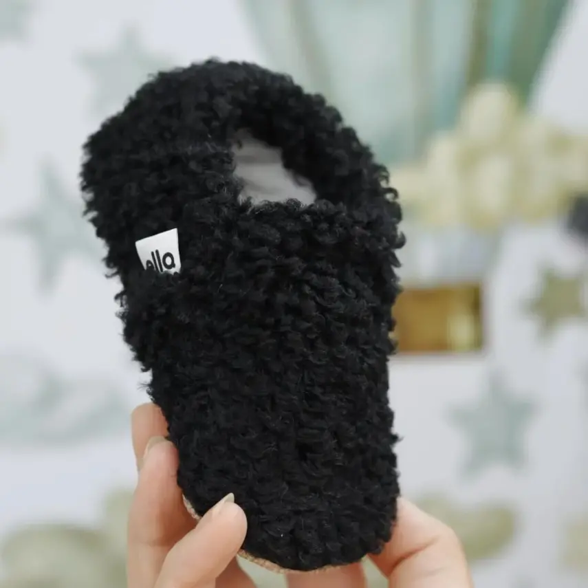 Ella Bonna Unisex Patik Organik Pamuk Kaydırmaz Taban Siyah - 7