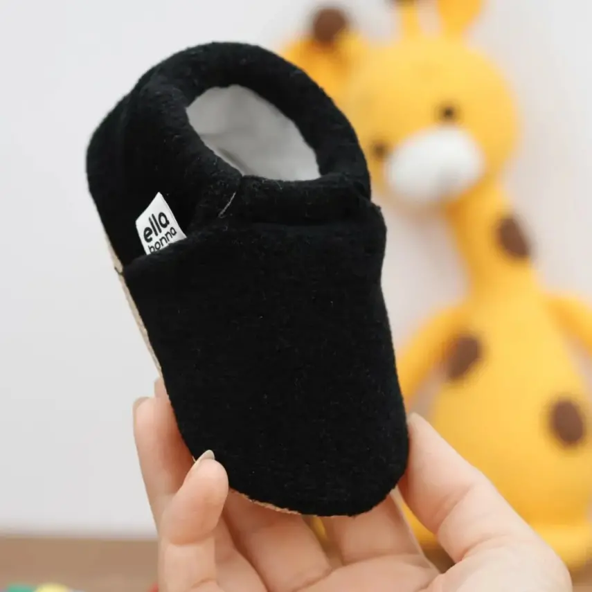 Ella Bonna Unisex Patik Organik Pamuk Kaydırmaz Taban Siyah - 15