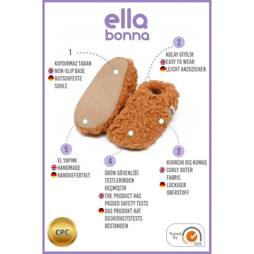 Ella Bonna Unisex Patik Organik Pamuk Kaydırmaz Taban Taba - 4