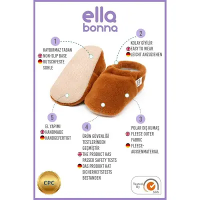 Ella Bonna Unisex Patik Organik Pamuk Kaydırmaz Taban TABA - 11