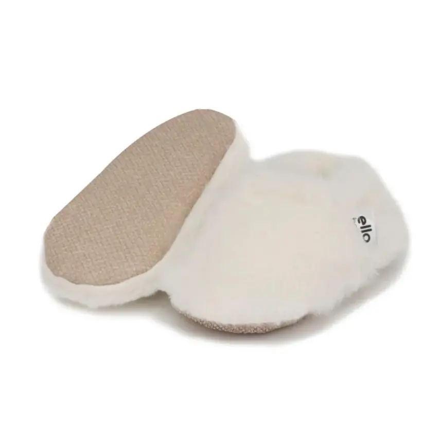 Ella Bonna Unisex Patik Organik Yumuşak Tüylü Kaydırmaz Taban Ekru - 1