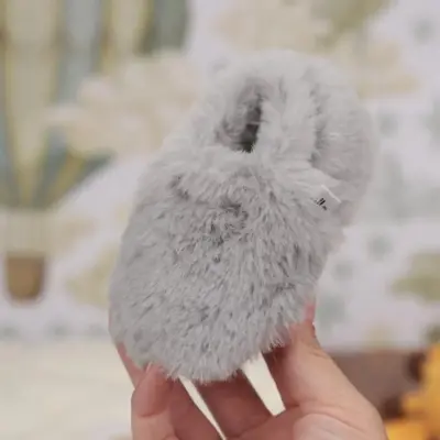 Ella Bonna Unisex Patik Organik Yumuşak Tüylü Kaydırmaz Taban Gri - 5