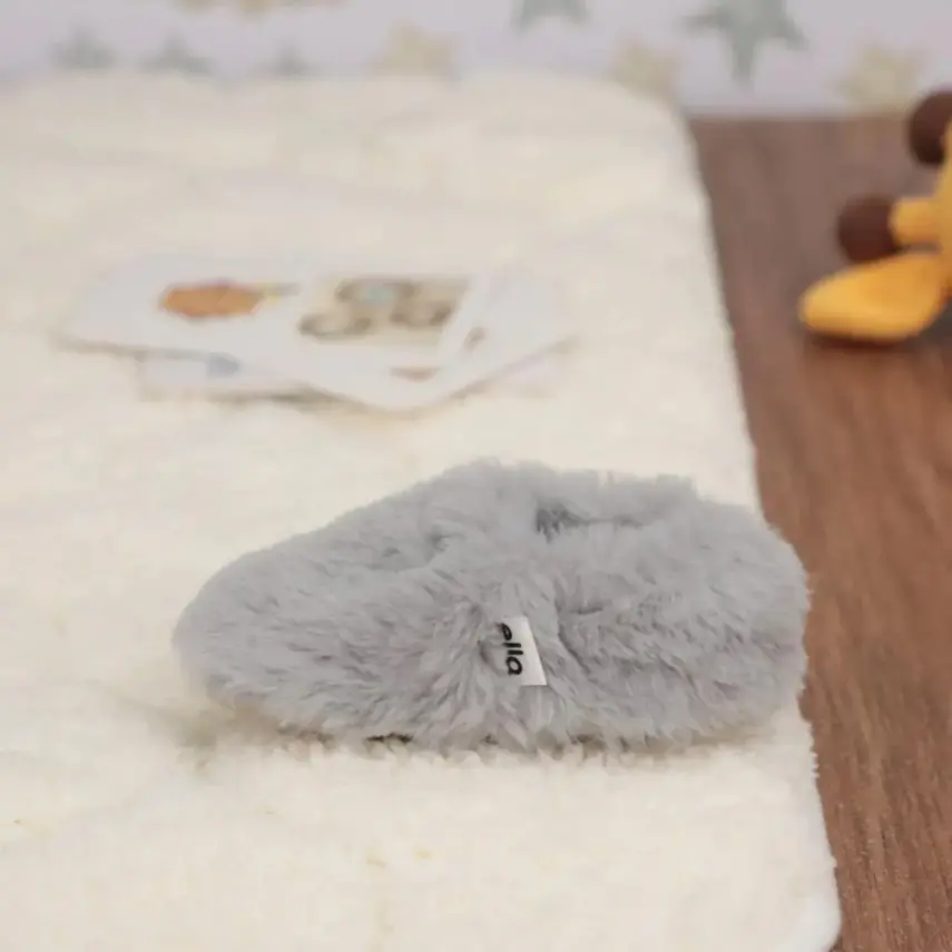 Ella Bonna Unisex Patik Organik Yumuşak Tüylü Kaydırmaz Taban Gri - 13