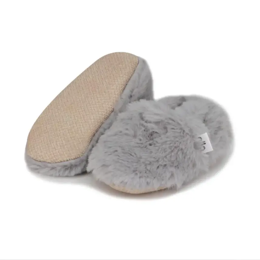 Ella Bonna Unisex Patik Organik Yumuşak Tüylü Kaydırmaz Taban Gri - 12