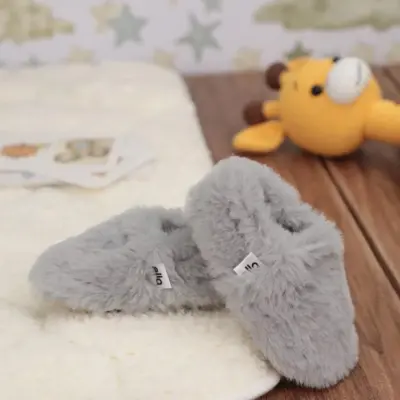 Ella Bonna Unisex Patik Organik Yumuşak Tüylü Kaydırmaz Taban Gri - 8