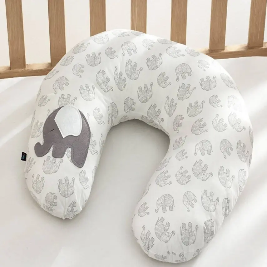 Fabu Bebe Hamile Destek ve Emzirme Minderi Fil Desenli Gri - 1