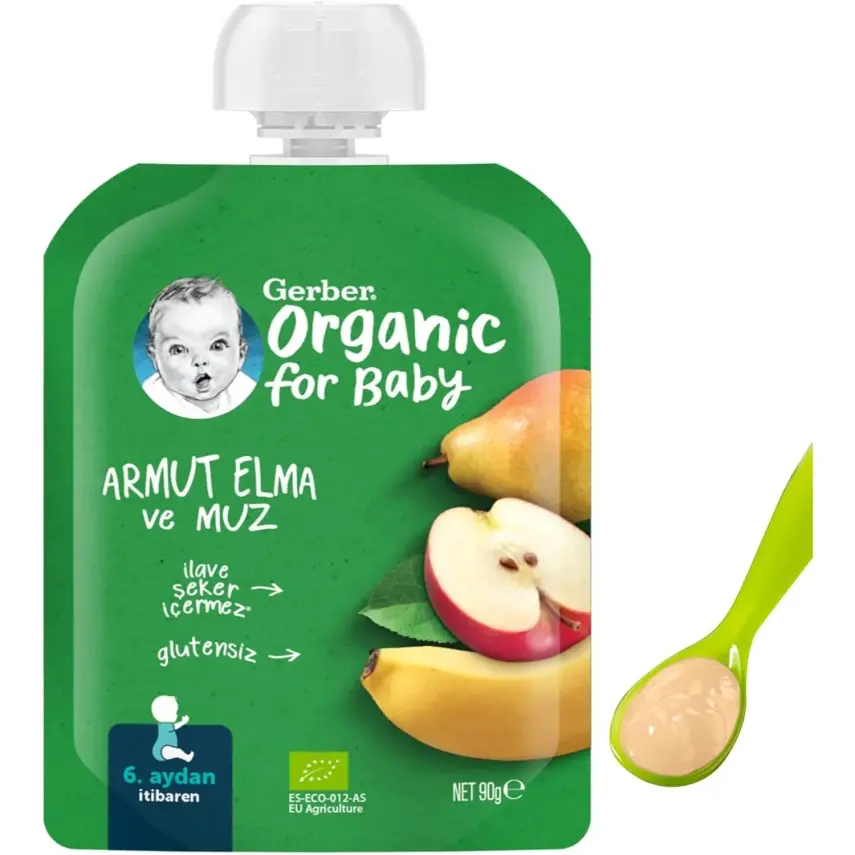 Gerber Organik Armutlu Elmalı Muzlu Meyve Püresi 90 gr*2 - 2