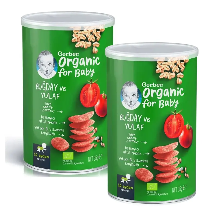 Gerber Organik Buğday Ve Yulaf Bebek Atıştırmalığı 35 gr *2 - 1