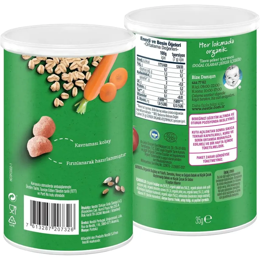 Gerber Organik Buğday Ve Yulaf Bebek Atıştırmalığı 35 gr *7 - 3