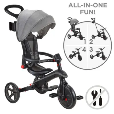 Globber Explorer 4in1 Katlanabilir Bisiklet - Siyah/Gri