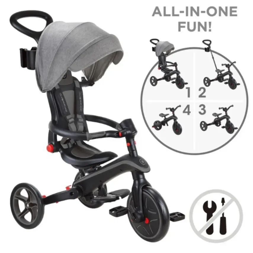 Globber Explorer 4in1 Katlanabilir Bisiklet - Siyah/Gri - 1