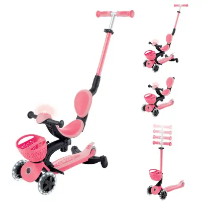Globber Go Up Baby 360 Derece Manevra Kabiliyetli Işıklı Scooter - Koyu Pastel Pembe