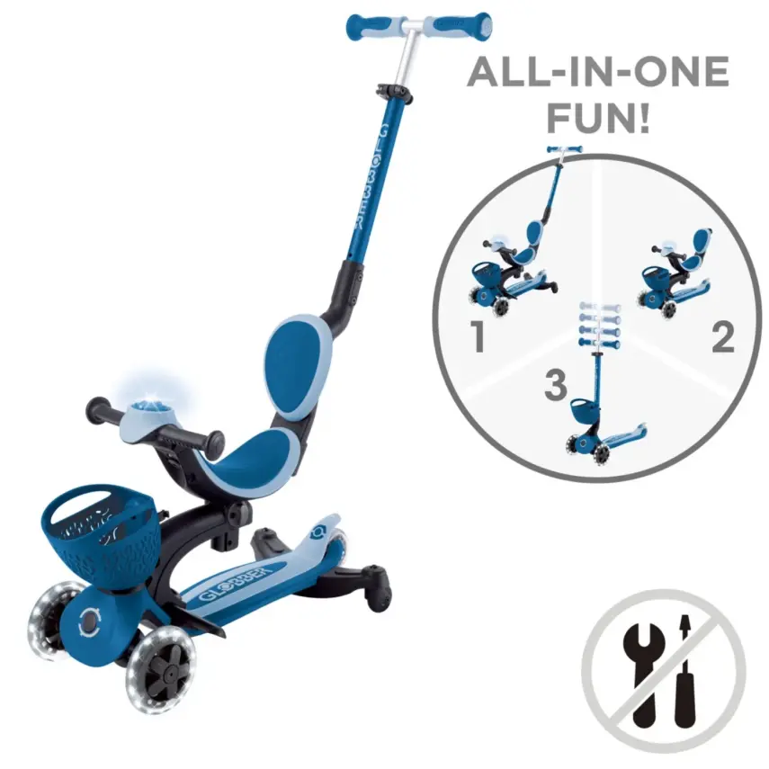 Globber Go Up Baby 360 Derece Manevra Kabiliyetli Işıklı Scooter - Pastel Mavi - 2