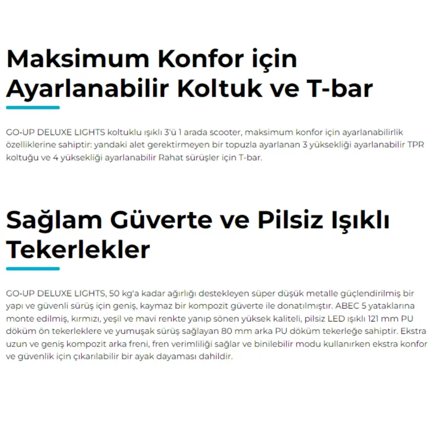 Globber Go Up Deluxe Işıklı Scooter Mavi - 12