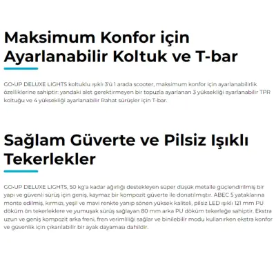 Globber Go Up Deluxe Işıklı Scooter Mavi - 17