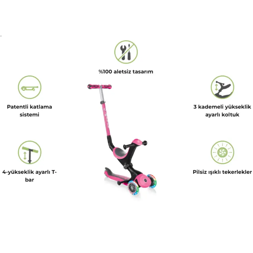 Globber Go Up Deluxe Işıklı Scooter Mavi - 20