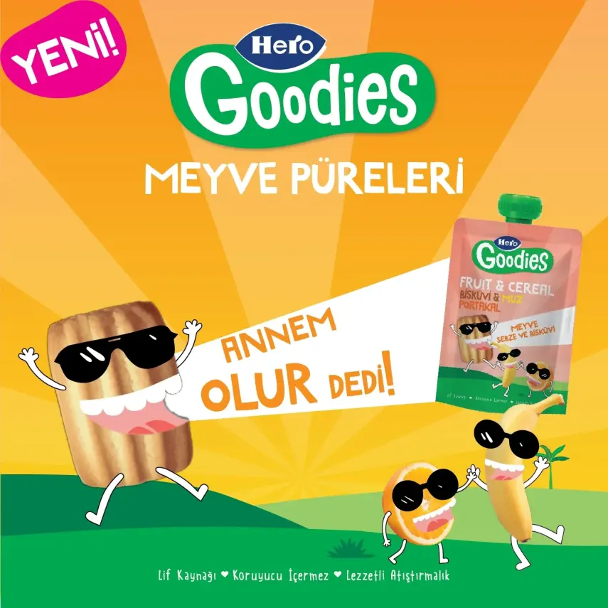 Hero Baby Goodies Bisküvi-Muz-Portakal Meyve Püresi 100 gr - 2
