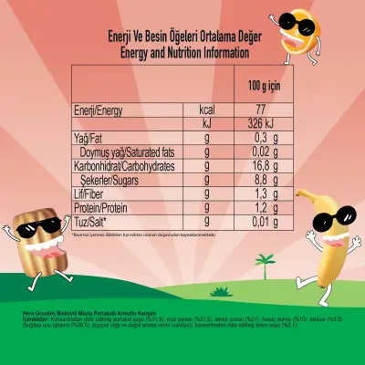 Hero Baby Goodies Bisküvi-Muz-Portakal Meyve Püresi 100 gr - 4