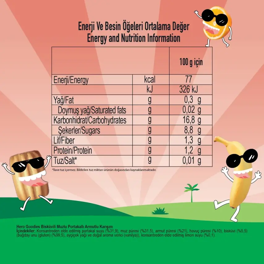 Hero Baby Goodies Bisküvi-Muz-Portakal Meyve Püresi 100 gr - 4