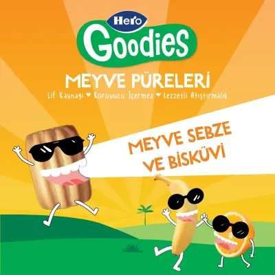 Hero Baby Goodies Bisküvi-Muz-Portakal Meyve Püresi 100 gr - 3