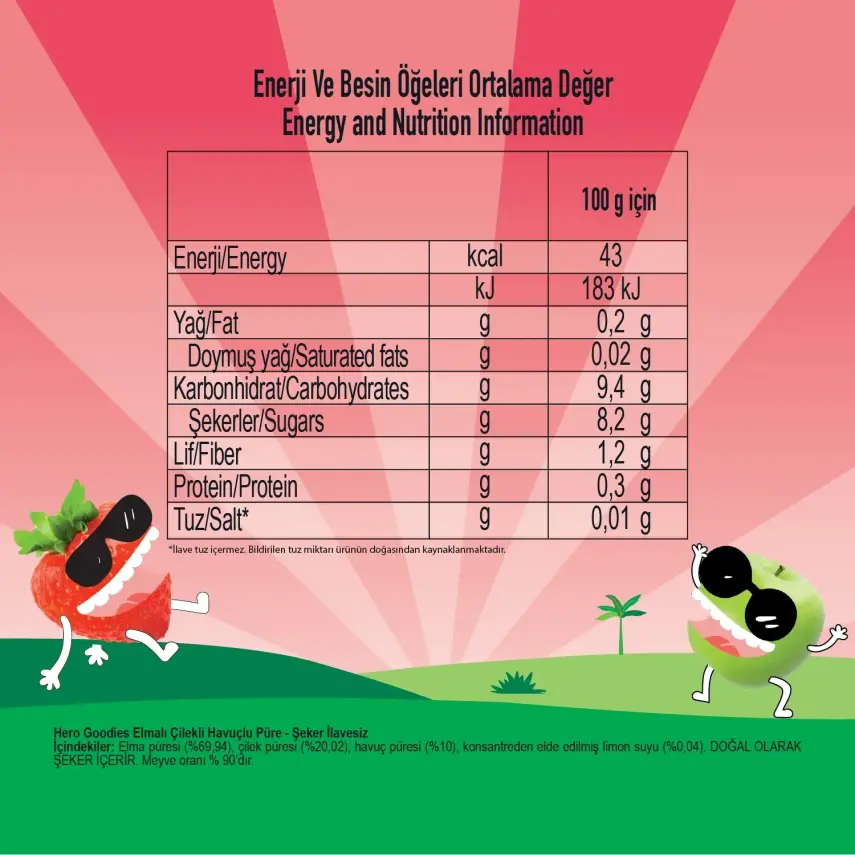 Hero Baby Goodies Çilek-Elma Meyve Püresi 100 gr - 4