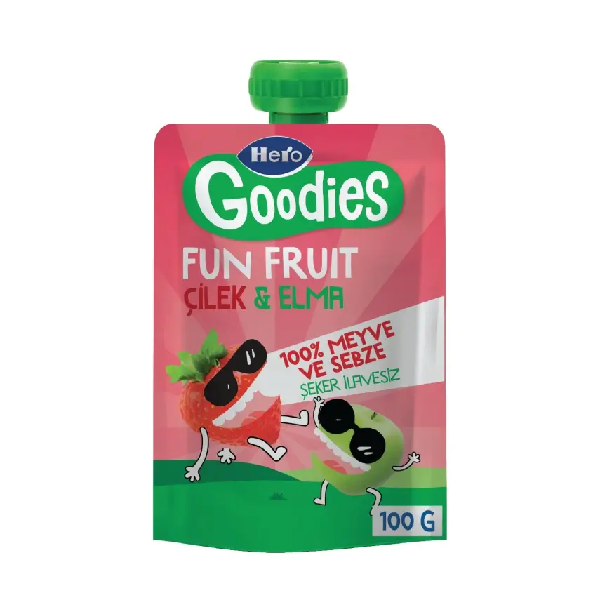Hero Baby Goodies Çilek-Elma Meyve Püresi 100 gr - 1