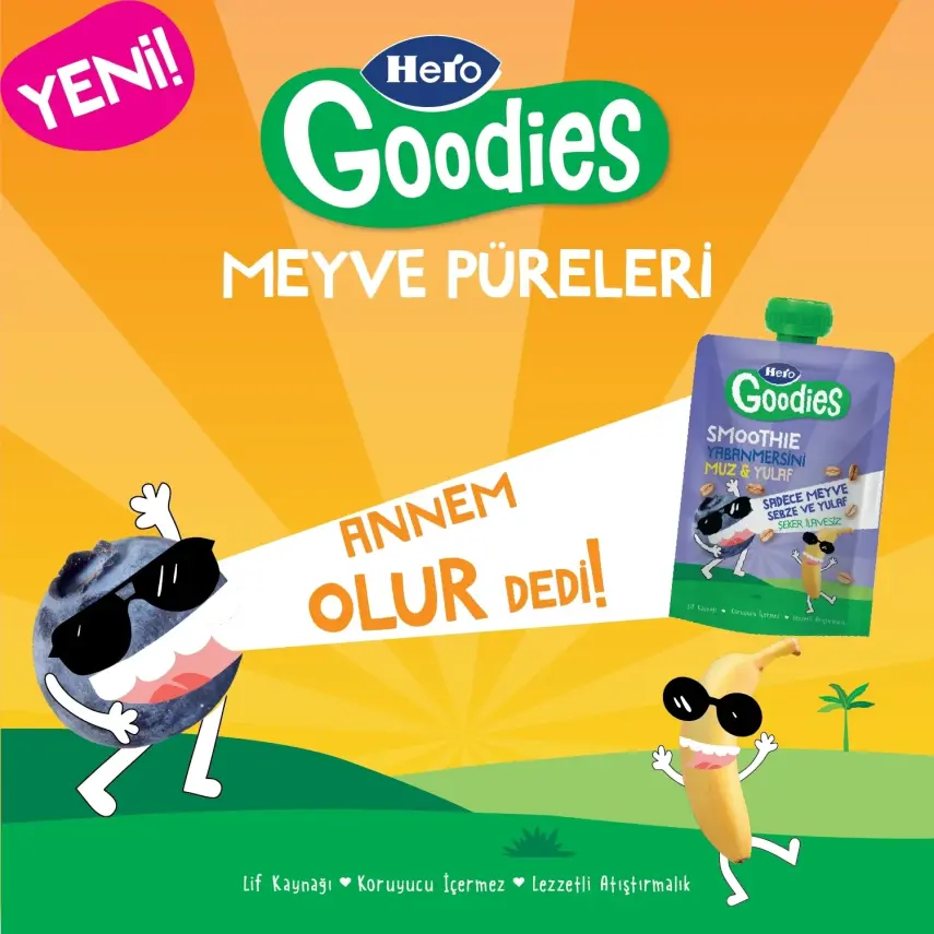 Hero Baby Goodies Yaban Mersini-Muz-Yulaf Meyve Püresi 100 gr - 3