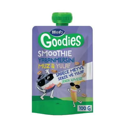 Hero Baby Goodies Yaban Mersini-Muz-Yulaf Meyve Püresi 100 gr