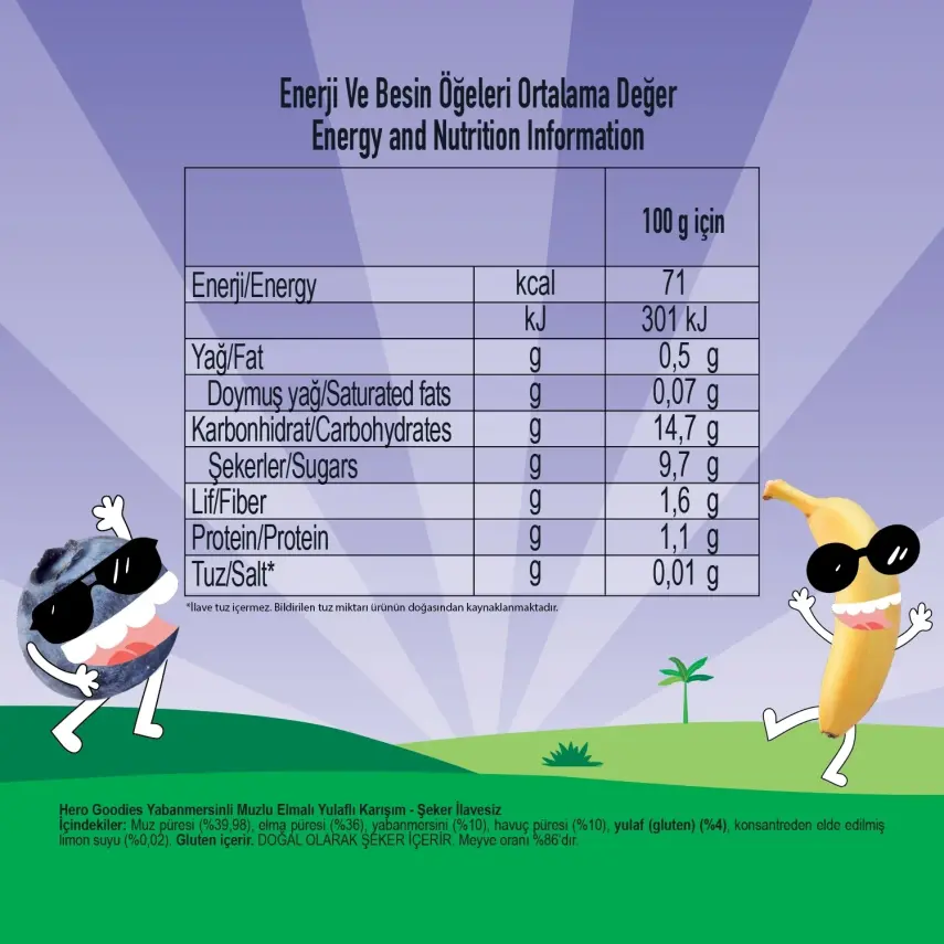 Hero Baby Goodies Yaban Mersini-Muz-Yulaf Meyve Püresi 100 gr - 4