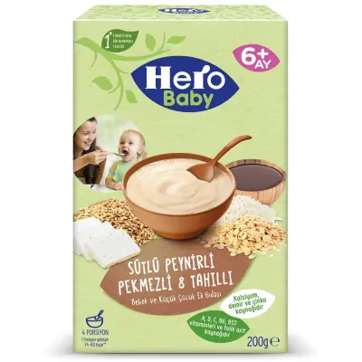 Hero Baby Kaşık Maması Sütlü 8 Tahıllı Peynirli Pekmezli 200 Gr - 3