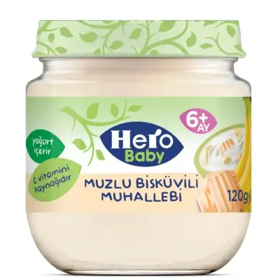 Hero Baby Kavanoz Maması Muzlu Bisküvili Muhallebi 120 Gr - 3